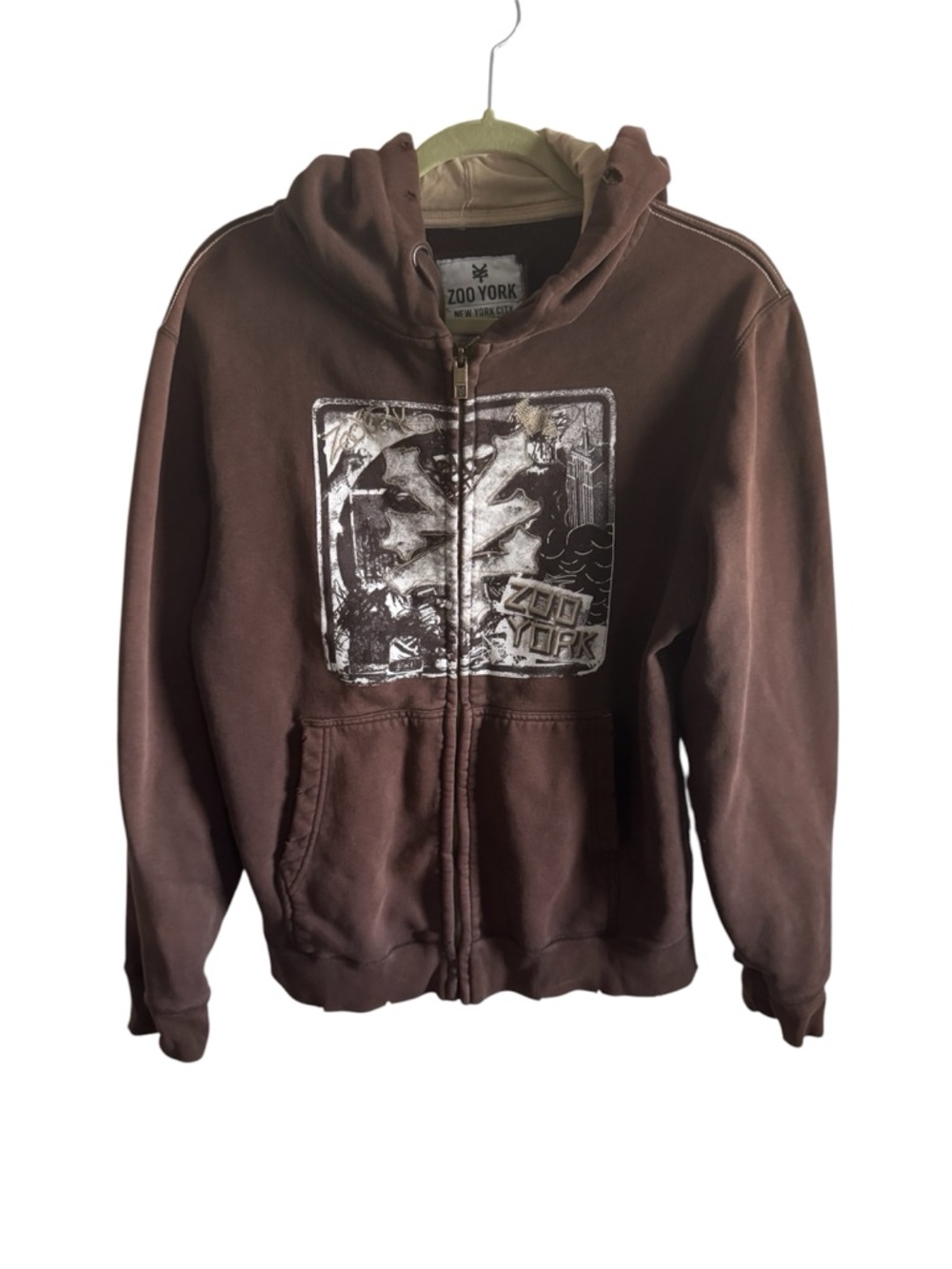 Y2K Vintage Zoo York Brown Zip-Up Hoodie Sweatshirt